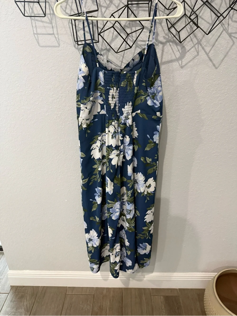 Abercrombie & Fitch Navy Blue Floral Maxi Dress - medium petite